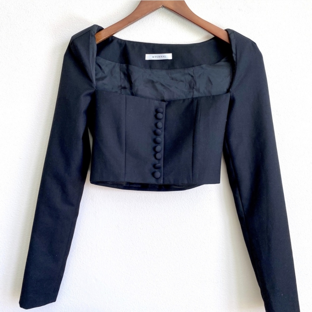 KTURNAL CORSET BLACK CROP LONG SLEEVE BLAZER SIZE XS